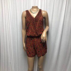 Mossimo Supply Romper Womens Size Small Rust Sunflower Shorts Casual Comfy